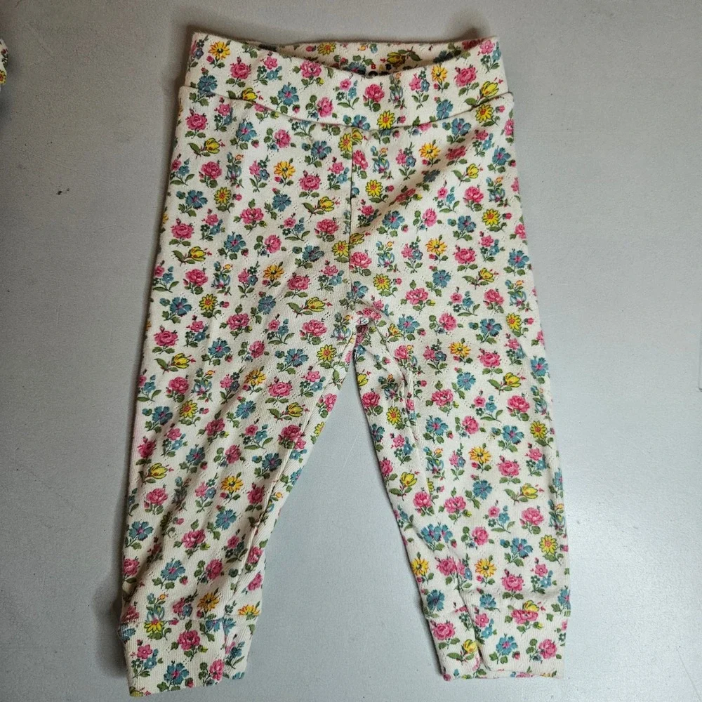 Baby Boden Floral Pointelle Pajama Set 2pc Cotton Pink Yellow Blue 9-12M 80cm